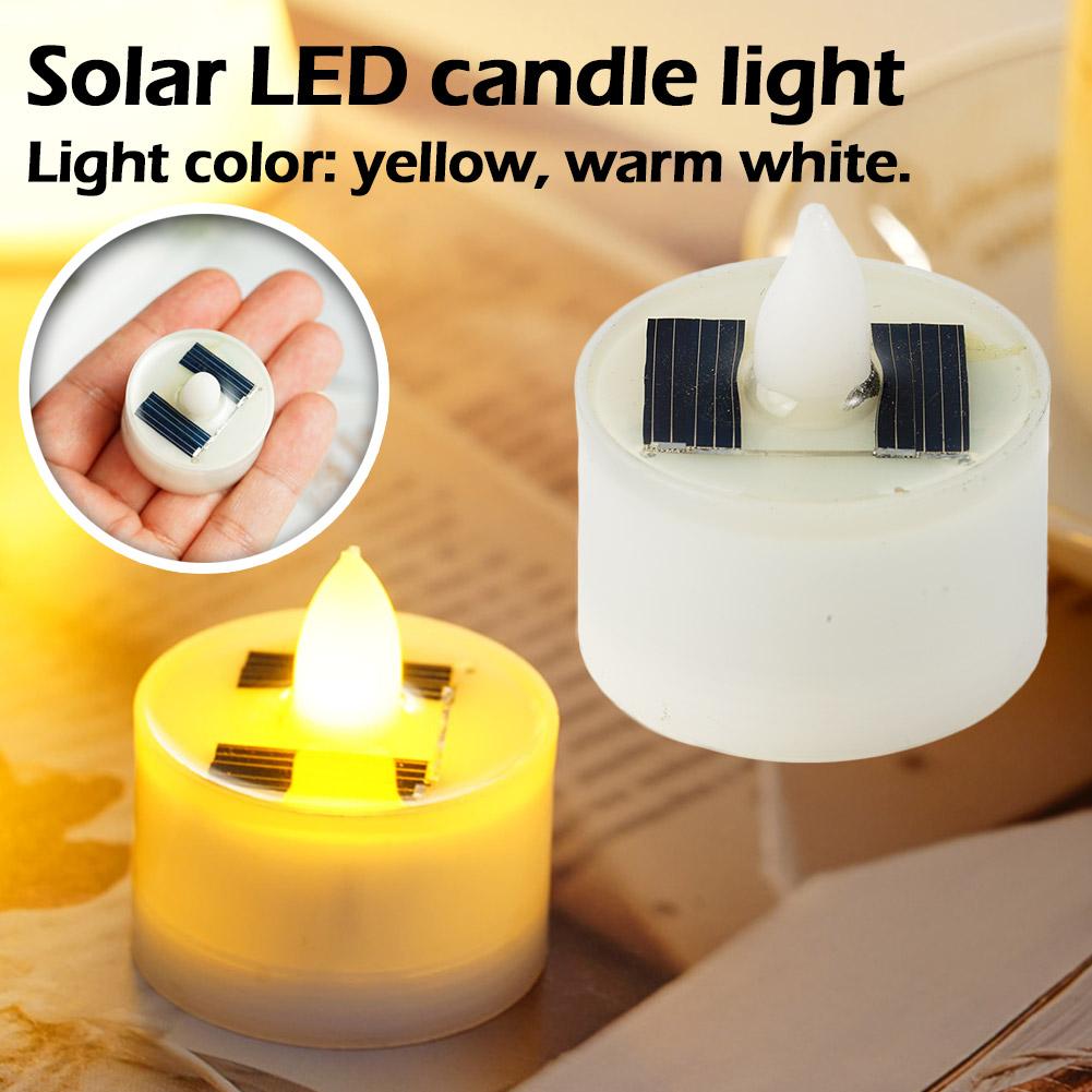 Beeswax Taper Candle - Nieuwe zonne-kaarsen Vlamloze LED-theelichtje Flikkerende kaarsen