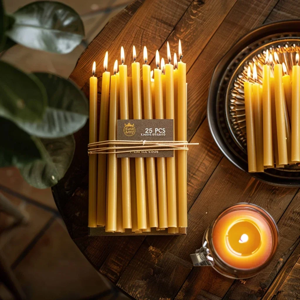 Beeswax Taper Candle - 25PCS/1PACK Chanoeka Kaars Natuurlijke Bijenwas Chanukah