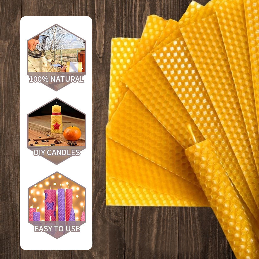 Beeswax Taper Candle - Bijenwaskerkenkaarsen met handgerolde honingraatdesign, bijenwaskerken voor