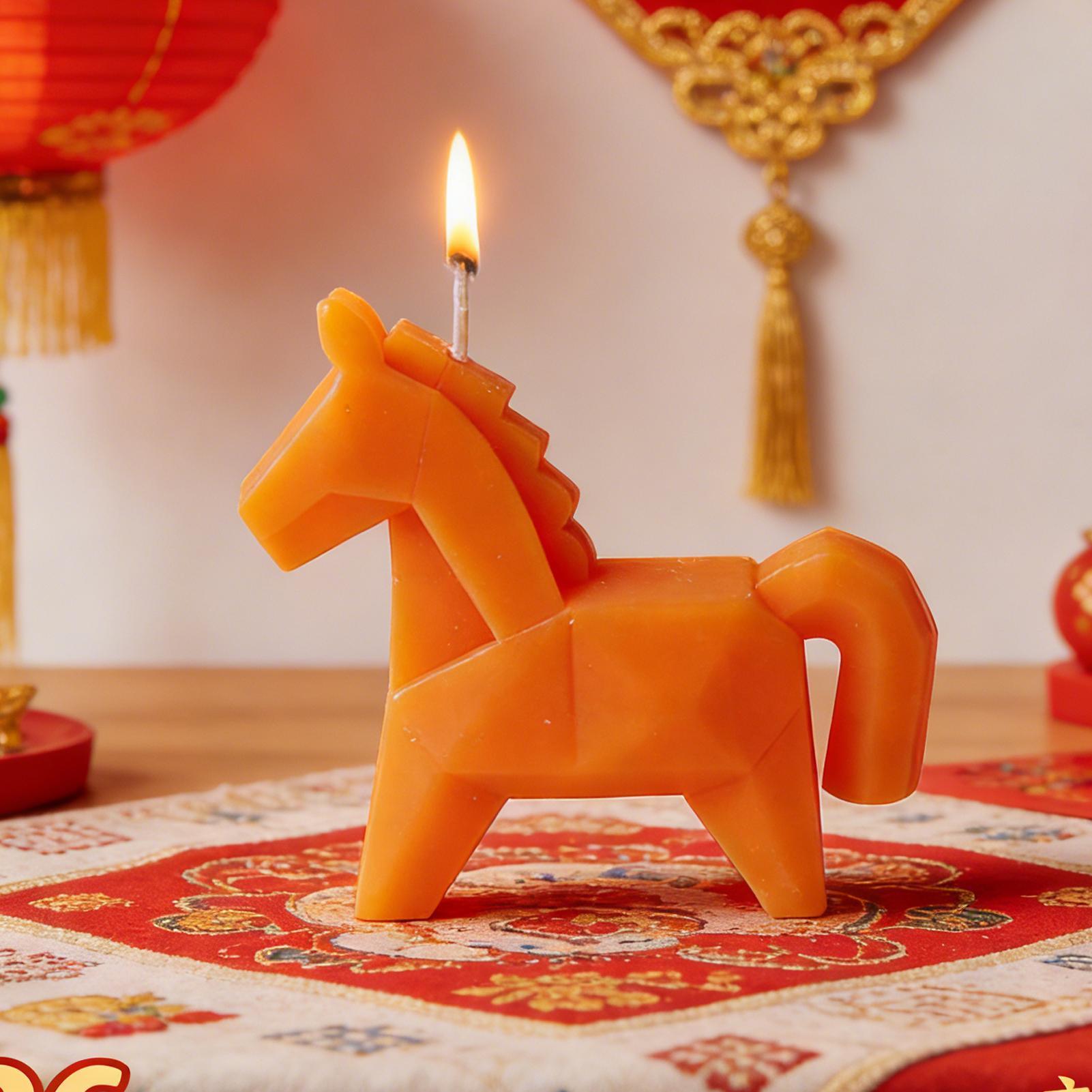 Beeswax Taper Candle - Paardenvormige geurkaars Traditionele veelbelovende paardendecoratie Geurkaars