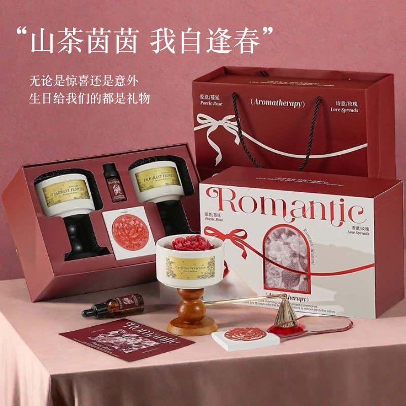 Home Fragrance Scented Candle - Hoogwaardige geschenkdoosset met Camellia-geurkaars. Langdurige geurverspreiderornamenten